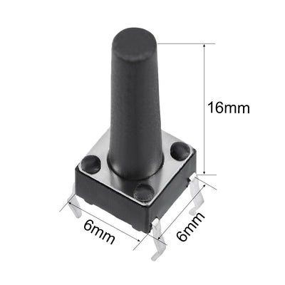 Harfington Uxcell 6x6x16mm Panel Mini/Micro/Small PCB Momentary Tactile Tact Push Button Switch DIP 10PCS