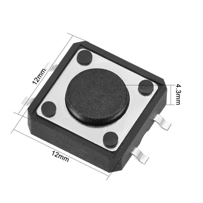 Harfington Uxcell 12x12x4.3mm Panel Mini/Micro/Small PCB Momentary Tactile Tact Push Button Switch DIP 80PCS