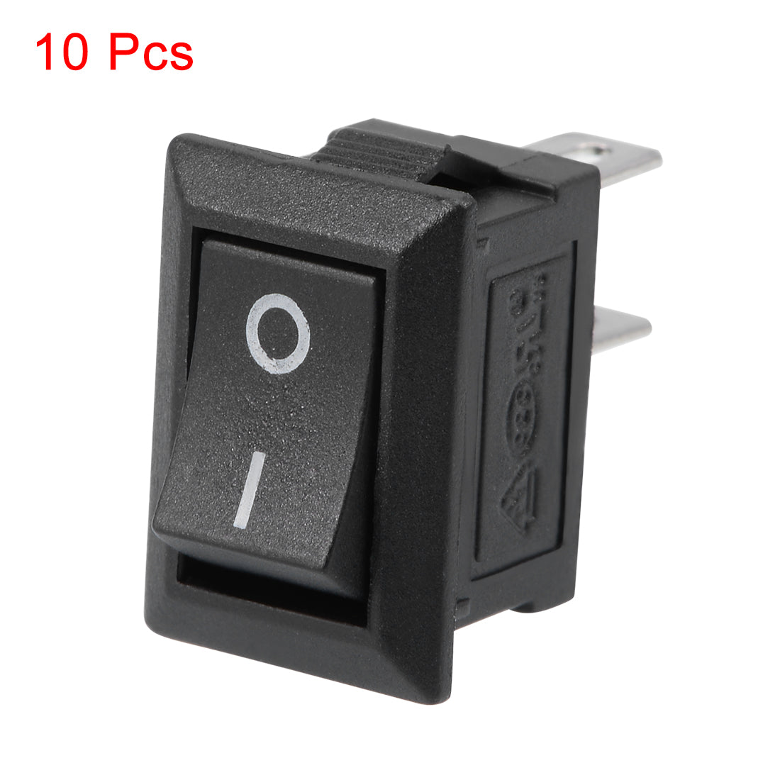 uxcell Uxcell AC 125V/6A 250V/3A SPST 2 Terminal 2 Position On/Off Boat Rocker Switch Black 10PCS