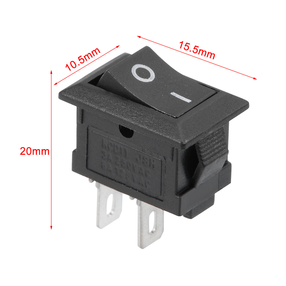 uxcell Uxcell AC 125V/6A 250V/3A SPST 2 Terminal 2 Position On/Off Boat Rocker Switch Black 10PCS