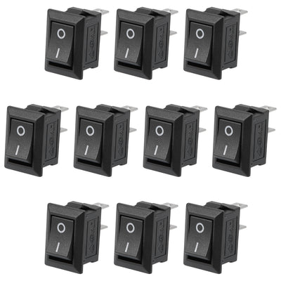 Harfington Uxcell AC 125V/6A 250V/3A SPST 2 Terminal 2 Position On/Off Boat Rocker Switch Black 10PCS