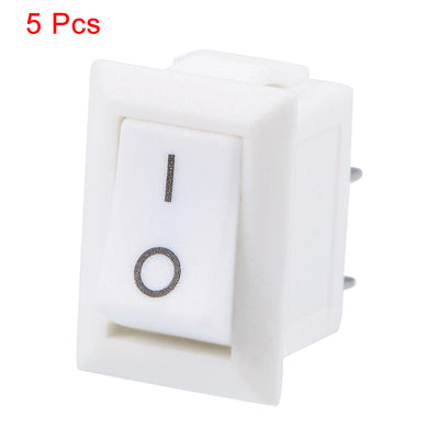 Harfington Uxcell AC 125V/6A 250V/3A SPST 2 Terminal 2 Position On/Off Boat Rocker Switch White 5PCS