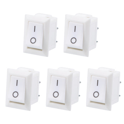 Harfington Uxcell AC 125V/6A 250V/3A SPST 2 Terminal 2 Position On/Off Boat Rocker Switch White 5PCS