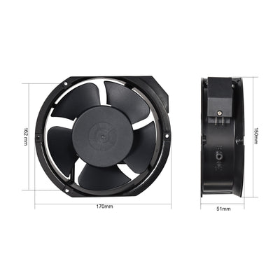 Harfington Uxcell Cooling Fan 170mm x 150mm x 51mm FP-108EX-S1-B AC 220-240V 0.22A Dual Ball Bearings