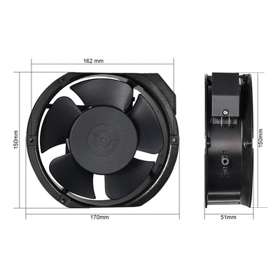 Harfington Uxcell Cooling Fan 170mm x 150mm x 51mm FP-108EX-S1-B AC 380V 0.15A Dual Ball Bearings