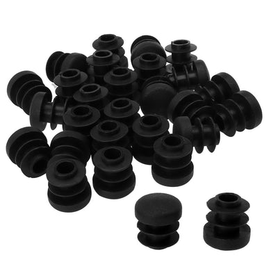 Harfington Uxcell 1/2" 14mm OD Plastic Round Tube Ribbed Inserts End Cover Caps 28pcs, 0.43"-0.51" Inner Dia, Floor Furniture Chair Table Protector
