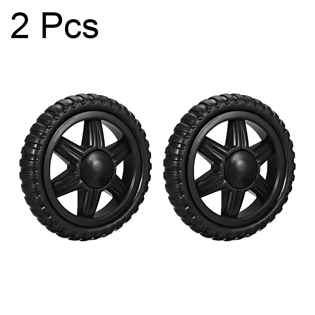 uxcell Uxcell Shopping Cart Wheels Travelling Trolley Caster Replacement 5 Inch Dia Rubber Foaming Black 2Pcs