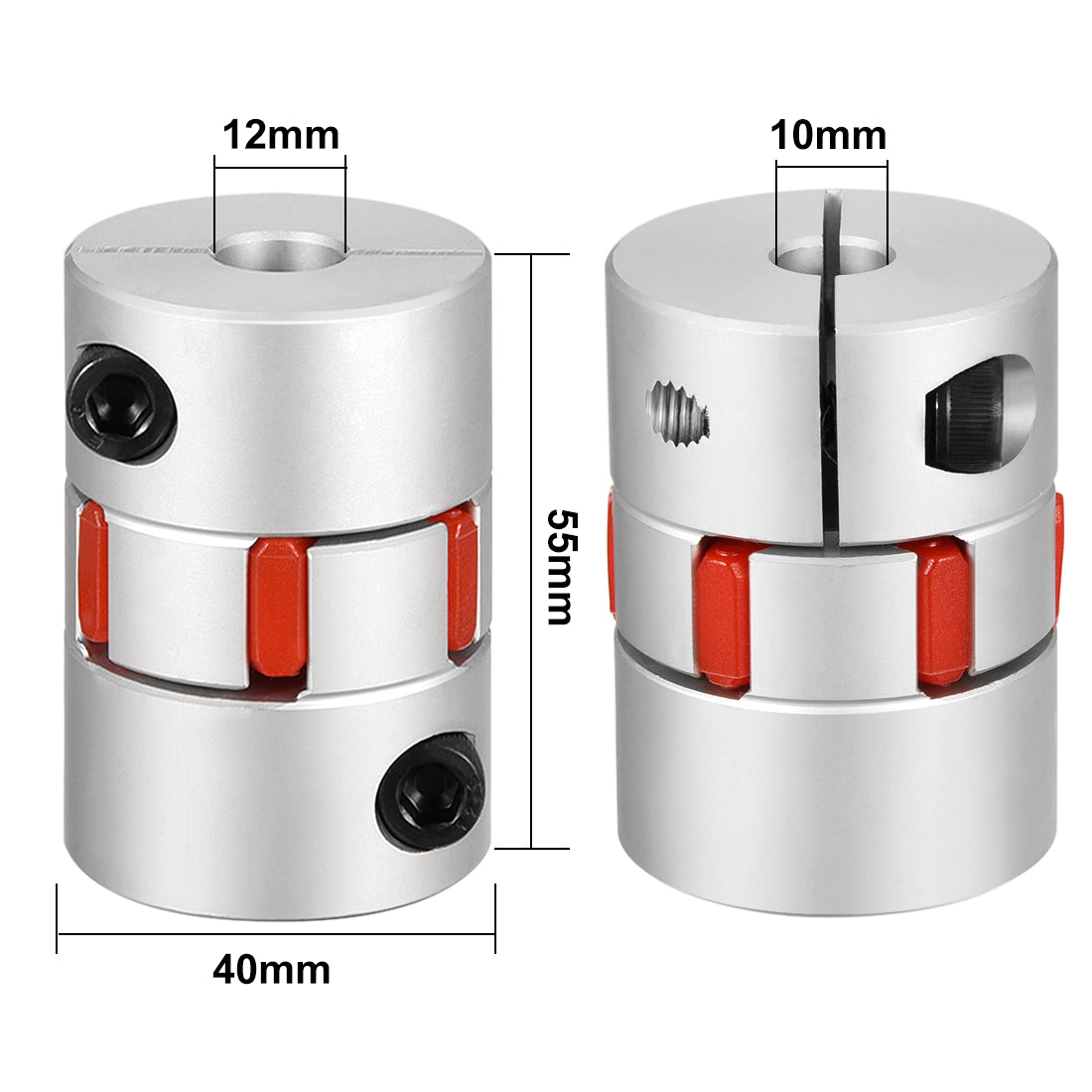 uxcell Uxcell Shaft Coupling 10mm to 12mm Bore L55xD40 Flexible  Joint for Servo Stepped Motor