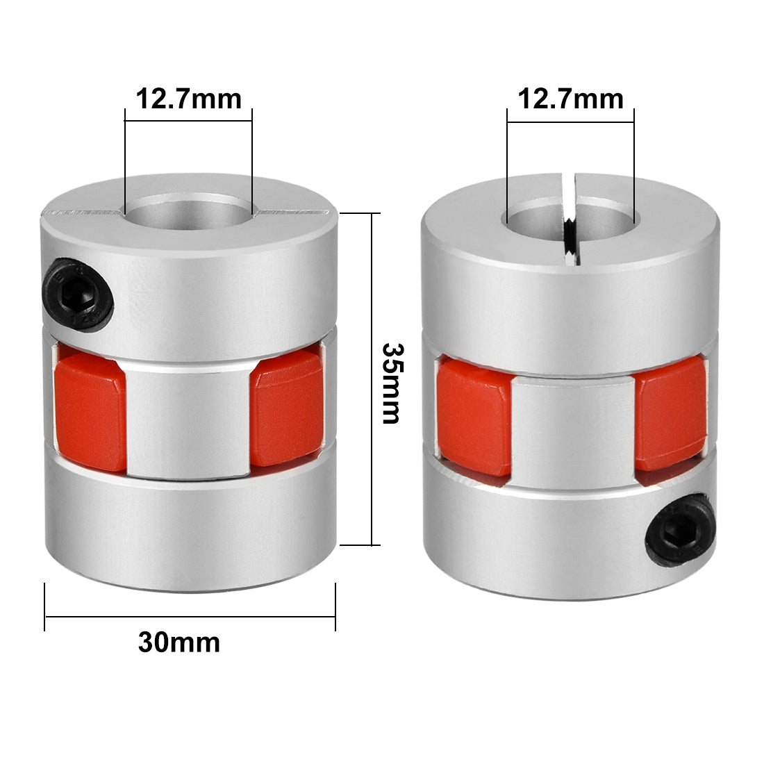 uxcell Uxcell 2pcs Shaft Coupling 12.7mm to 12.7mm Bore L35xD30 Flexible  Joint for Stepped Motor