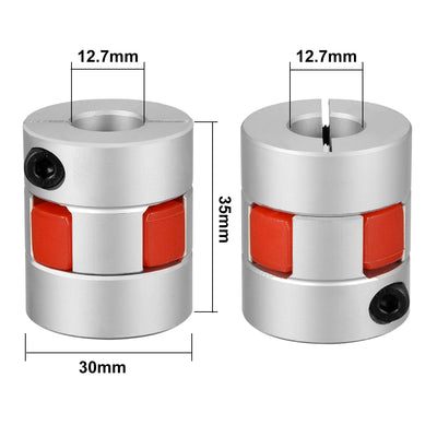 Harfington Uxcell 2pcs Shaft Coupling 12.7mm to 12.7mm Bore L35xD30 Flexible  Joint for Stepped Motor