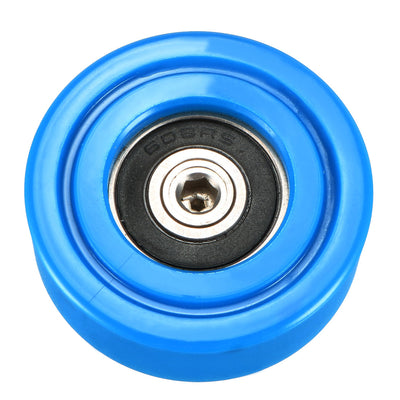 Harfington Uxcell 2pcs 40x13x1mm Roller Idler Bearing Pulley Sliding Conveyor Wheel Threaded Rod M8*10 Blue