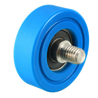 Harfington Uxcell 2pcs 40x13x1mm Roller Idler Bearing Pulley Sliding Conveyor Wheel Threaded Rod M8*10 Blue