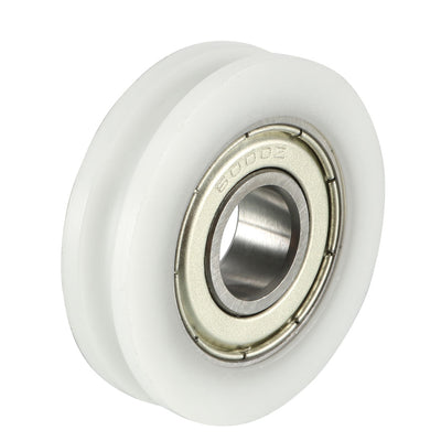 Harfington Uxcell 1.8mm Deep Metal V Groove Guide Bearing Pulley Rail Ball Wheel 10x35x9mm