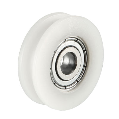 Harfington Uxcell 1.8mm Deep Metal V Groove Guide Bearing Pulley Rail Ball Wheel 5x24x7mm