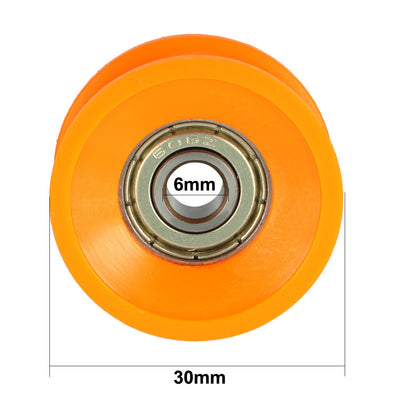 Harfington Uxcell 2.5mm Deep Metal V Groove Guide Bearing Pulley Rail Ball Wheel 6x30x13mm