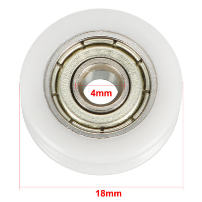 Harfington Uxcell 4pcs 1.5mm Deep Metal V Groove Guide Bearing Pulley Rail Ball Wheel 4x18x6mm