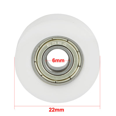 Harfington Uxcell 4pcs 1.8mm Deep Metal V Groove Guide Bearing Pulley Rail Ball Wheel 6x22x8mm