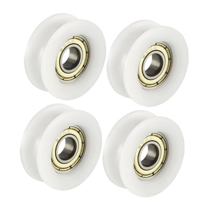 Harfington Uxcell 4pcs 1.8mm Deep Metal V Groove Guide Bearing Pulley Rail Ball Wheel 6x22x8mm