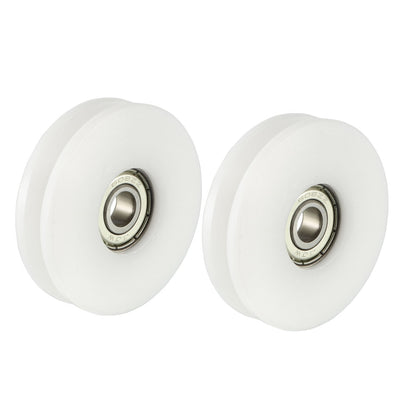 Harfington Uxcell 2pcs 4.7mm Deep Metal V Groove Guide Bearing Pulley Rail Ball Wheel 8x50x12mm