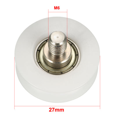 Harfington Uxcell 3mm Deep Metal U Groove Threaded Rod Track Guide Bearing Pulley Wheel 6x27x9mm