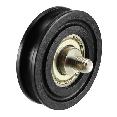 Harfington Uxcell 3.7mm Deep Metal U Groove Threaded Rod Track Guide Bearing Pulley Wheel 8x40x10mm