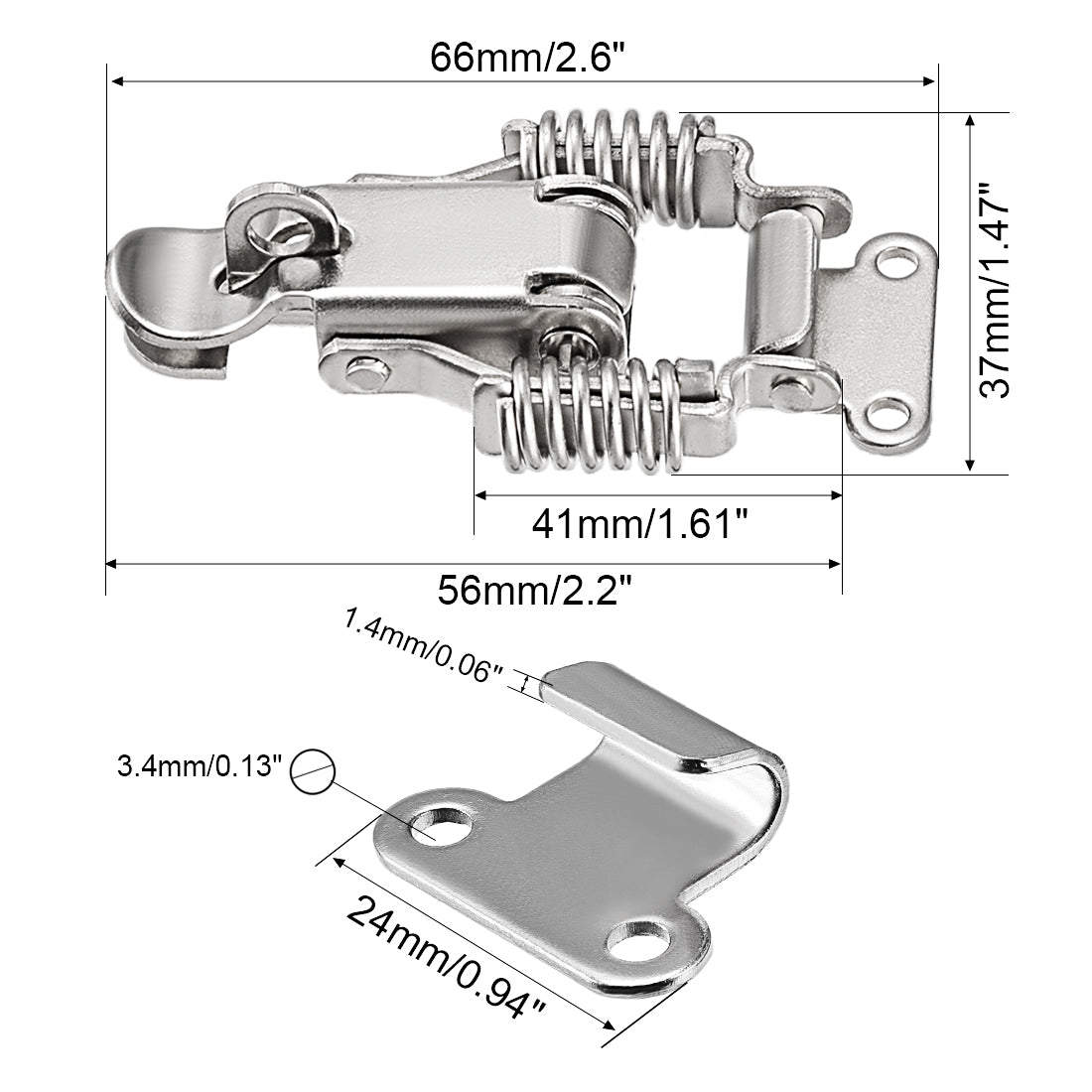 uxcell Uxcell 201 Stainless Steel Spring Loaded Toggle Latch Catch Clamp 66mm