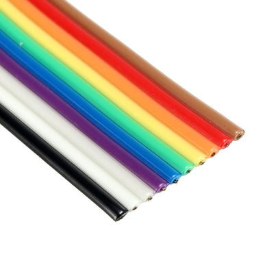 Harfington Uxcell Flat Ribbon Cable 10P Rainbow IDC Wire 1.27mm Pitch 2m Long