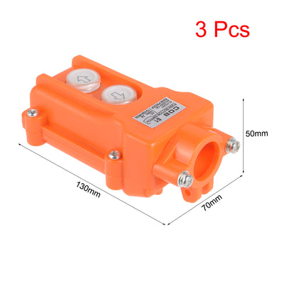 Harfington Uxcell 3pcs Hoist Crane Pendant Control Station Push Button Switch Up Down 2 Ways Orange