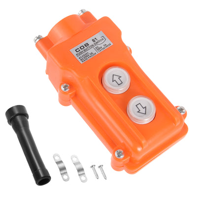 Harfington Uxcell 3pcs Hoist Crane Pendant Control Station Push Button Switch Up Down 2 Ways Orange