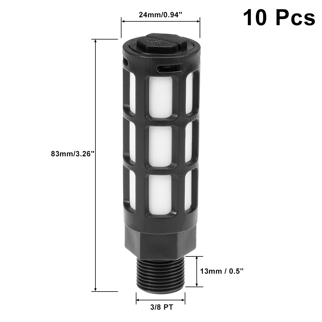 uxcell Uxcell 10 Stücke plastische Pneumatische Endschalldämpfer Schalldämpfer 3/8 PT Schwarz