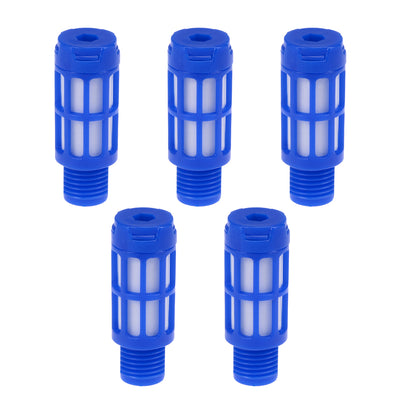 Harfington Uxcell 5 Stücke plastische Pneumatische Endschalldämpfer Schalldämpfer 1/4 PT Blau DE de