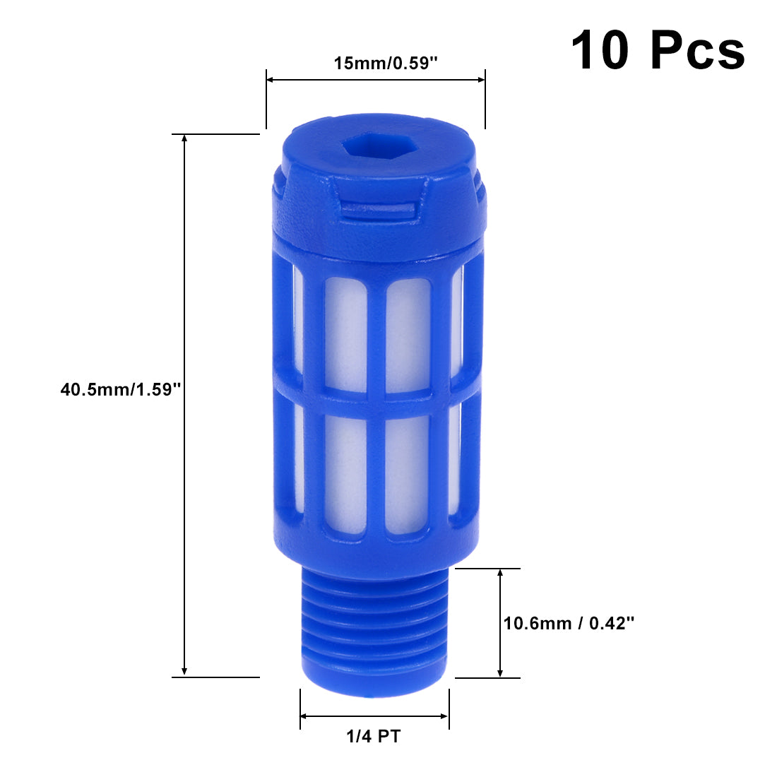 uxcell Uxcell 10 Stücke plastische Pneumatische Endschalldämpfer Schalldämpfer Blau DE de