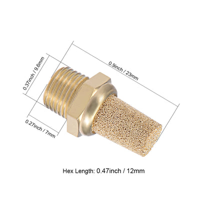 Harfington Uxcell 1/8 PT Sintered Bronze Exhaust Muffler with Brass Body Protruding 15pcs