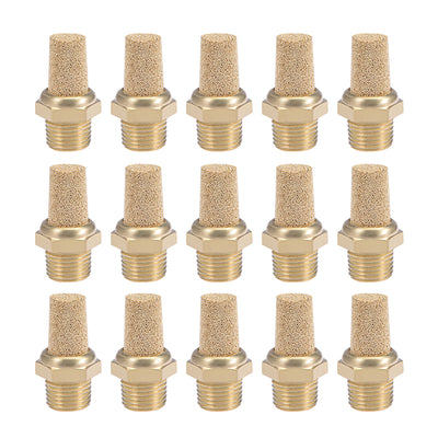 Harfington Uxcell 1/8 PT Sintered Bronze Exhaust Muffler with Brass Body Protruding 15pcs