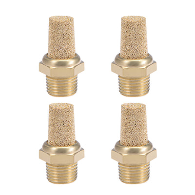 Harfington Uxcell 1/8 PT Sintered Bronze Exhaust Muffler with Brass Body Protruding 4pcs