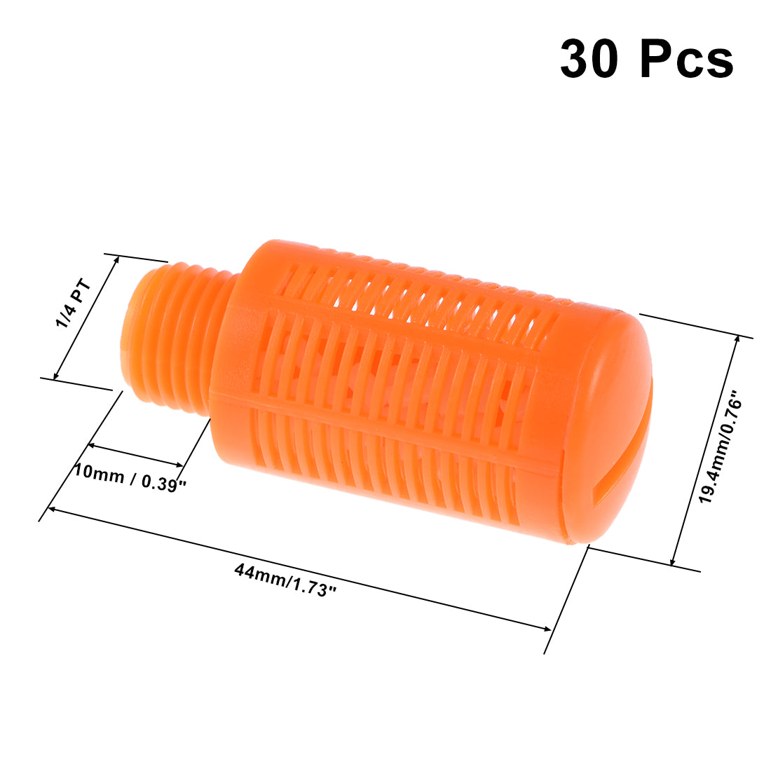 uxcell Uxcell 30 Stücke plastische Pneumatische Endschalldämpfer Schalldämpfer 1/4 PT Orange DE de