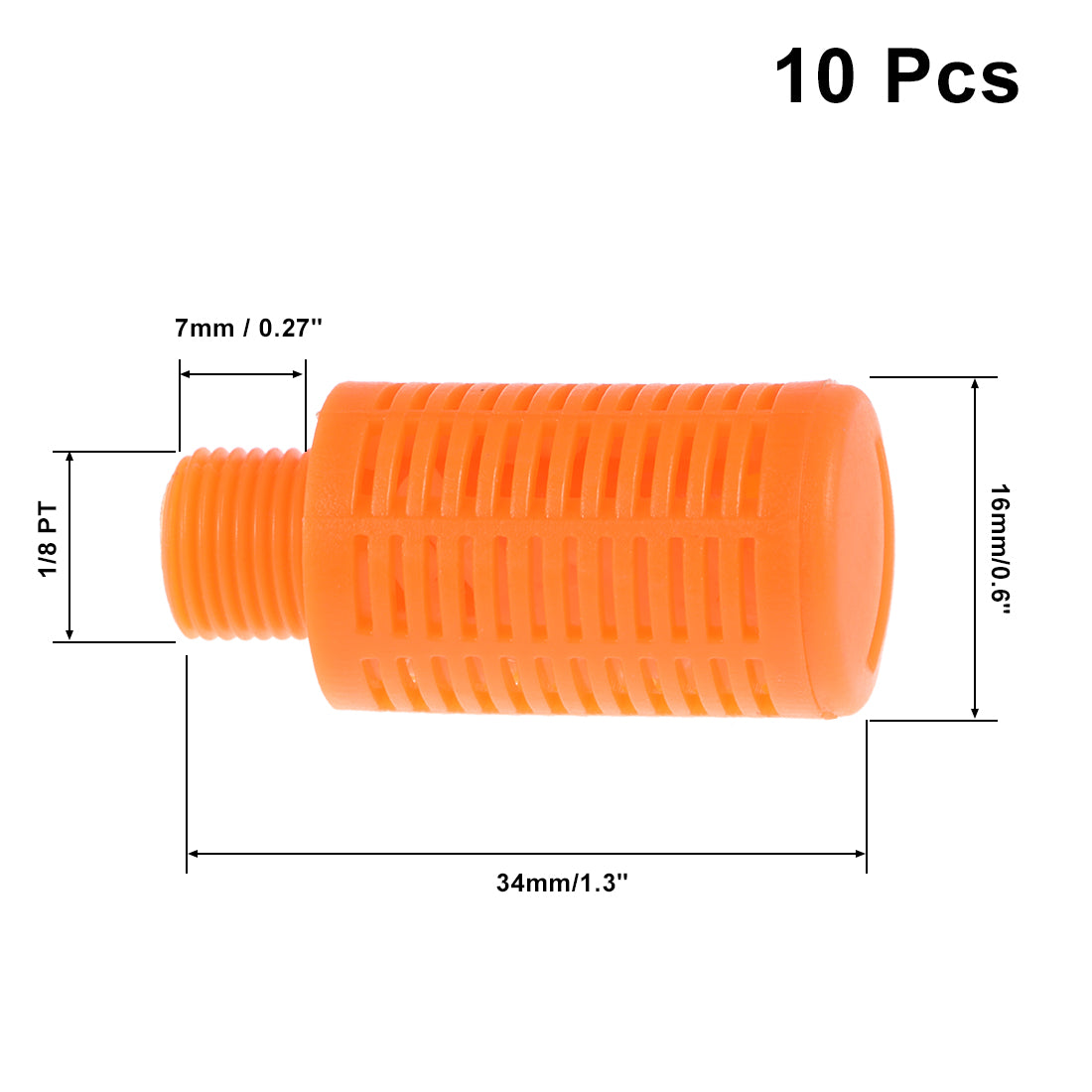 uxcell Uxcell 10 Stücke plastische Pneumatische Endschalldämpfer Schalldämpfer 1/8 PT Orange DE de