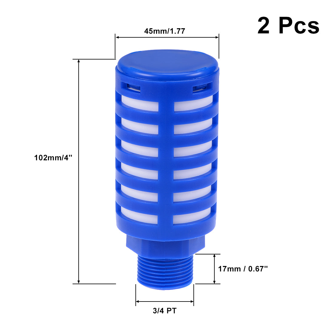 uxcell Uxcell 2 Stücke plastische Pneumatische Endschalldämpfer Schalldämpfer 3/4 PT Blau DE de