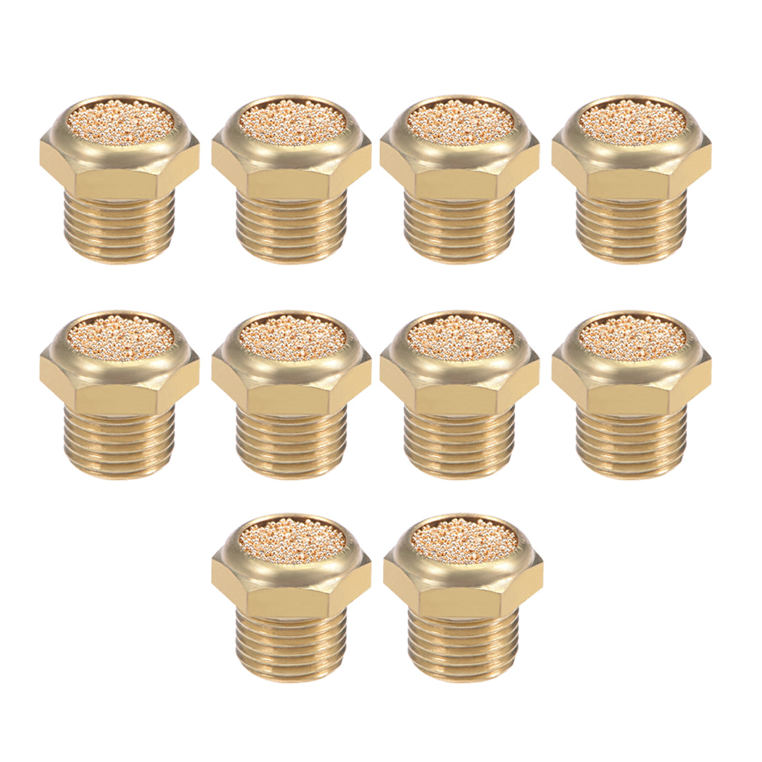 uxcell Uxcell 1/8 PT Sintered Bronze Exhaust Muffler with Brass Body Flat 10pcs