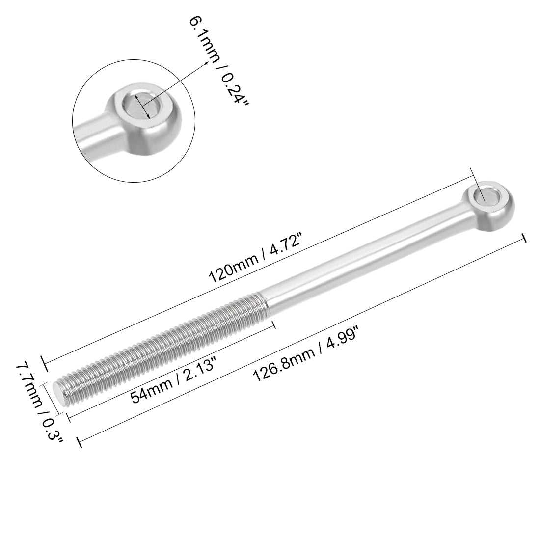 Uxcell Uxcell M12 x 120mm 304 Stainless Steel Machine Shoulder Lift Eye Bolt Rigging 4pcs