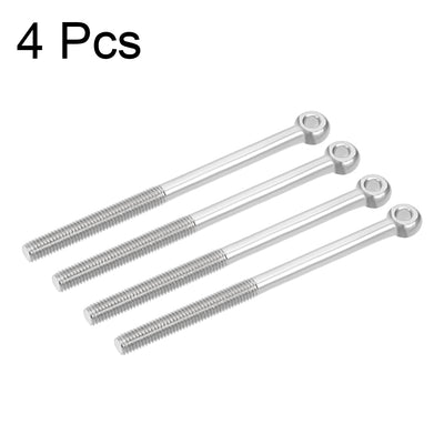 Harfington Uxcell M12 x 120mm 304 Stainless Steel Machine Shoulder Lift Eye Bolt Rigging 4pcs