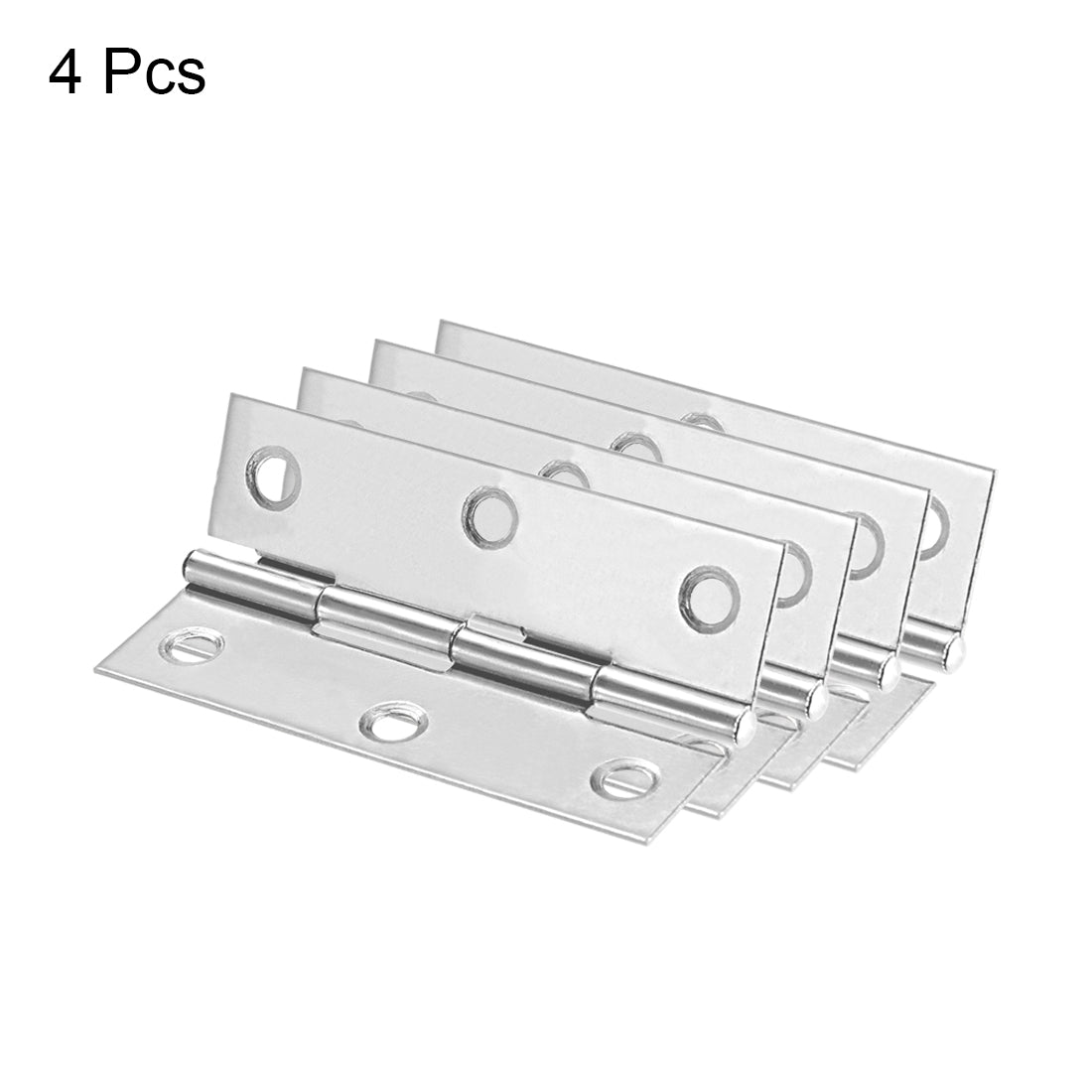 uxcell Uxcell 2.6"  Hinge Silver Door Cabinet Hinges Fittings Brushed Chrome Plain 4pcs