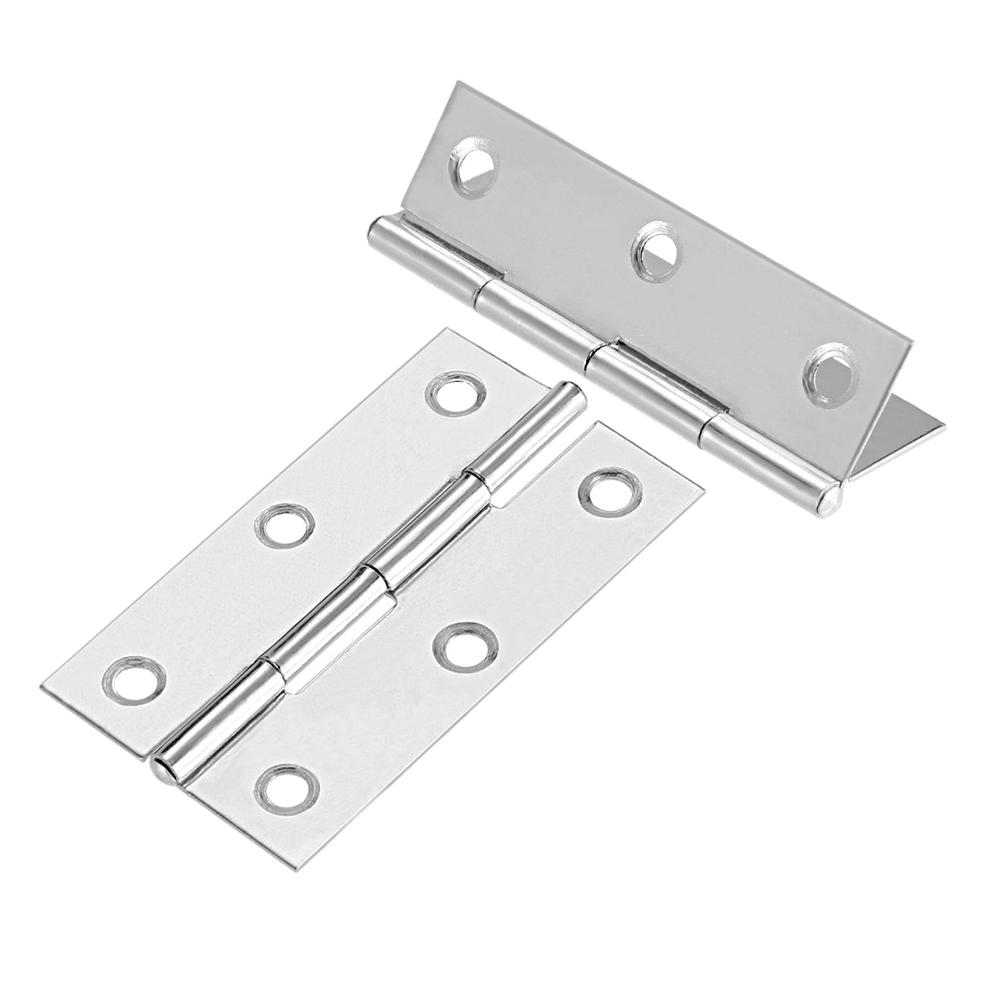 uxcell Uxcell 2.6"  Hinge Silver Door Cabinet Hinges Fittings Brushed Chrome Plain 4pcs