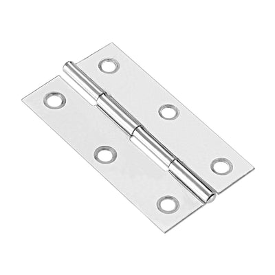 Harfington Uxcell 2.6"  Hinge Silver Door Cabinet Hinges Fittings Brushed Chrome Plain 4pcs