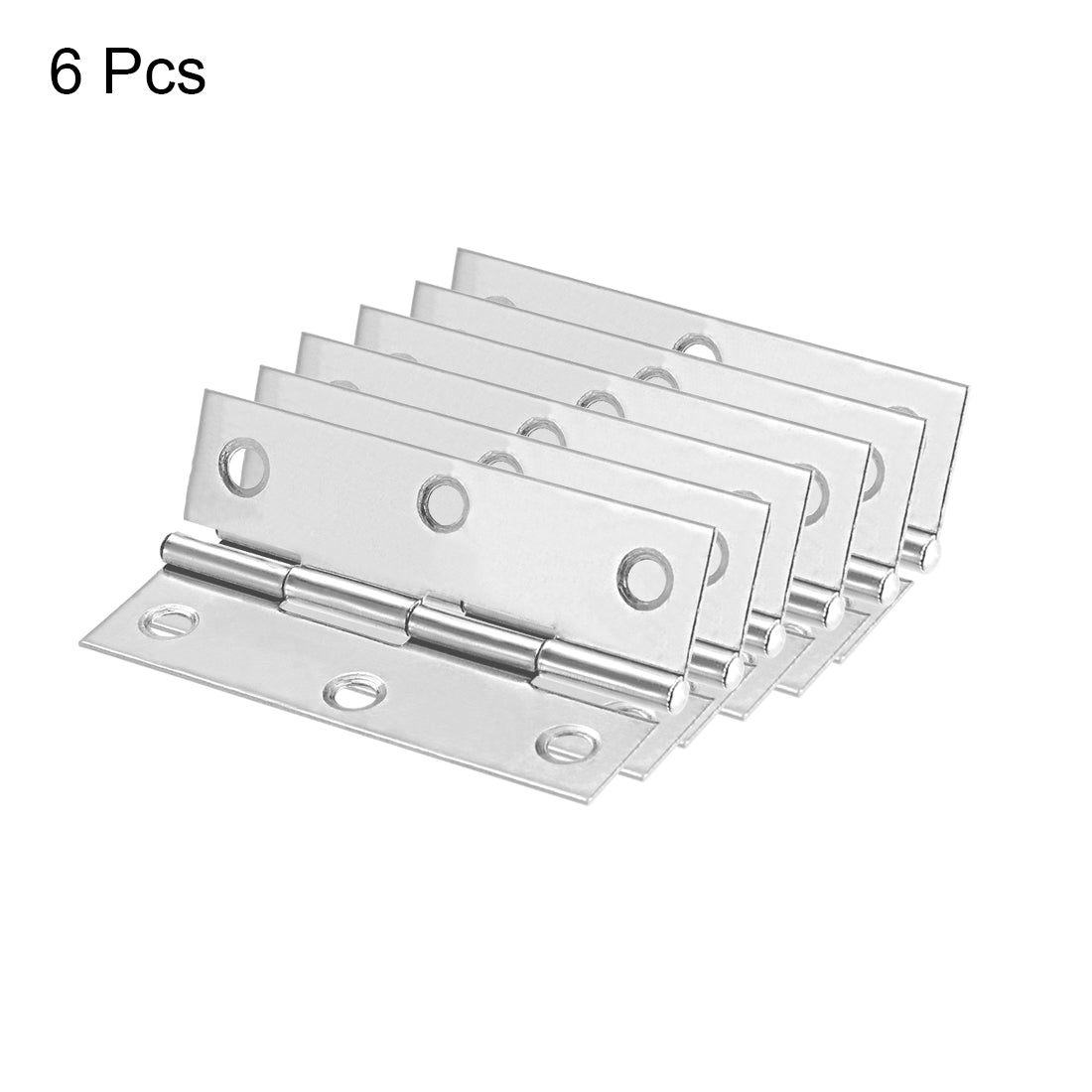 uxcell Uxcell 2.6" Hinge Silver Door Cabinet Hinges Fittings Brushed Chrome Plain 6pcs