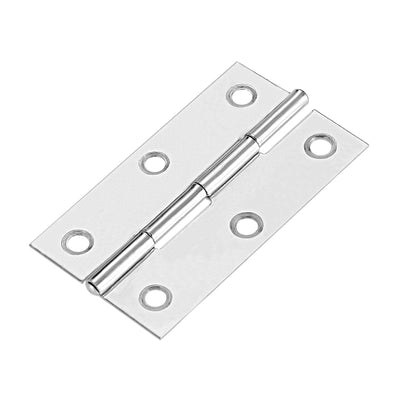 Harfington Uxcell 2.6" Hinge Silver Door Cabinet Hinges Fittings Brushed Chrome Plain 6pcs