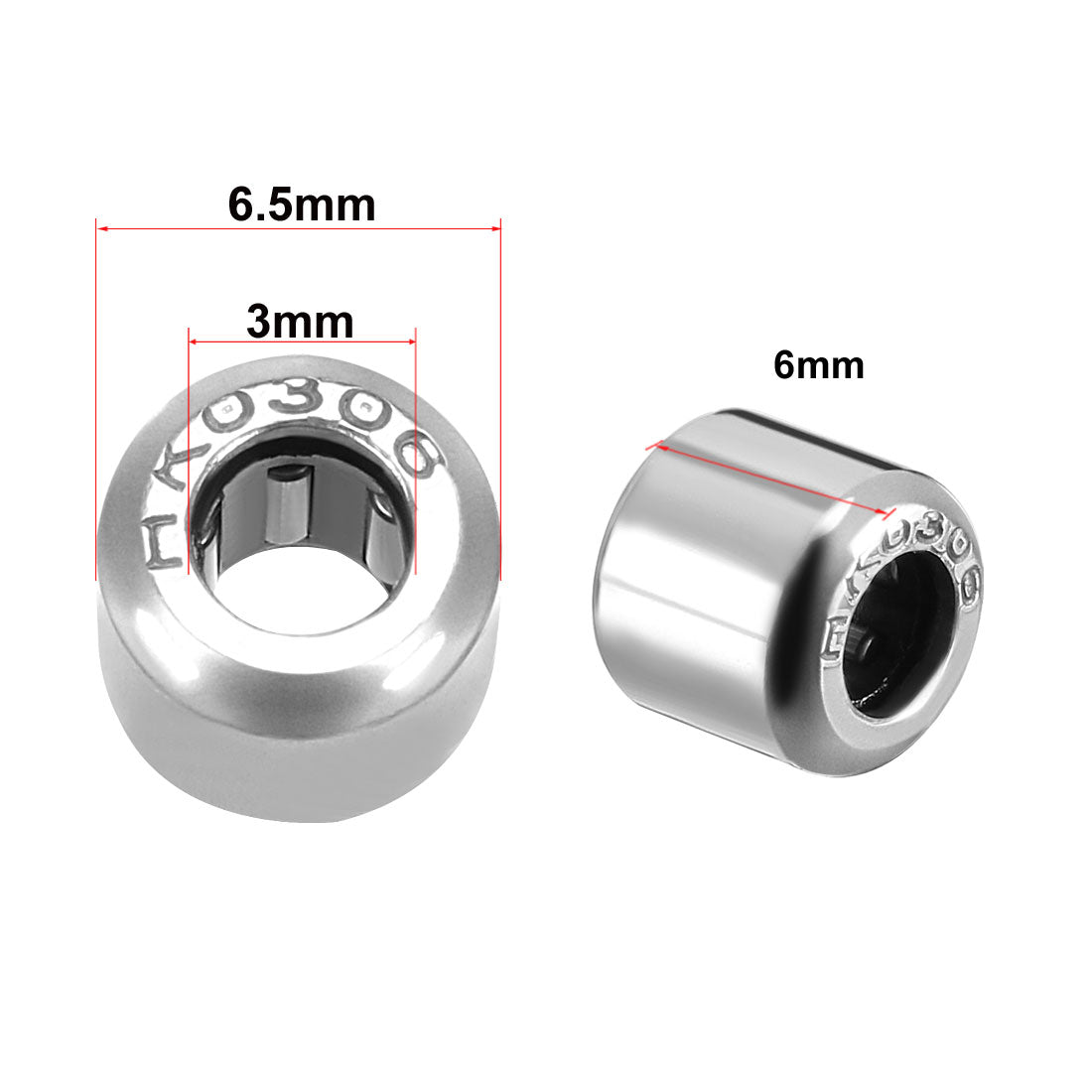 uxcell Uxcell HK Series Needle Roller Bearings, Stamping Steel Drawn Cup Metric