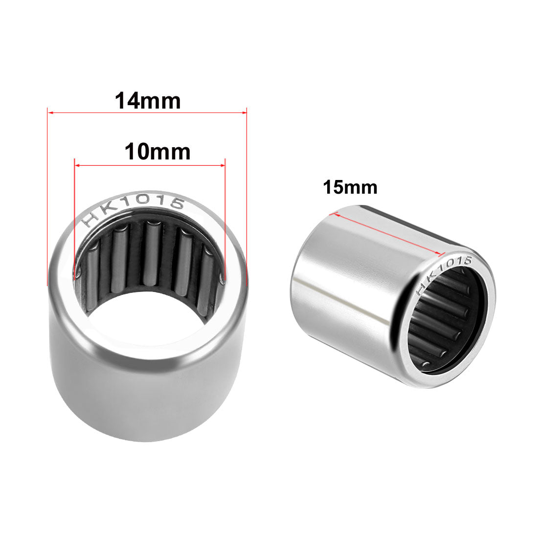 uxcell Uxcell Needle Roller Bearings, Open End, Stamping Steel Drawn Cup, Metric