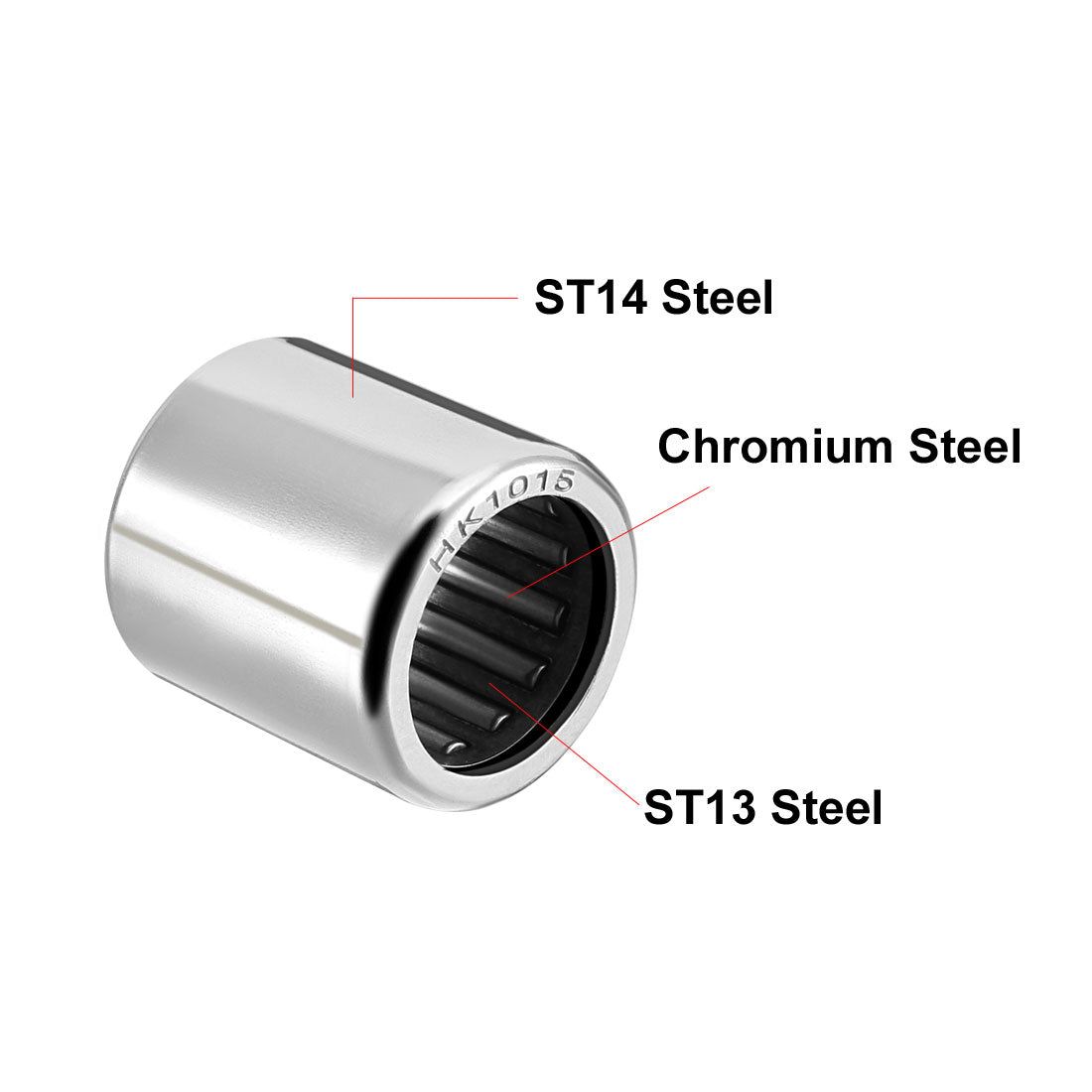 uxcell Uxcell Needle Roller Bearings, Open End, Stamping Steel Drawn Cup, Metric