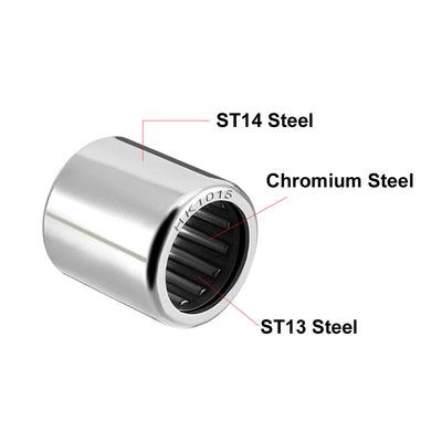 Harfington Uxcell Needle Roller Bearings, Open End, Stamping Steel Drawn Cup, Metric